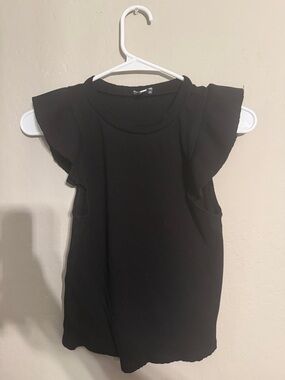 Francesca's Collections Black Ruffle Sleeve Tank